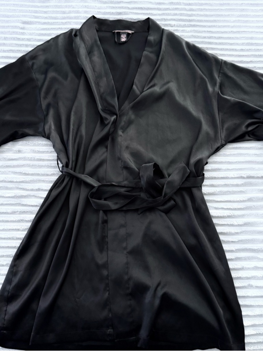 Victoria's Secret Black Satin Wrap Robe